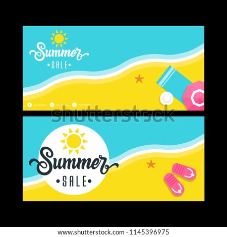 Summer sale. Sale banner template. Colorful brochure design. Facebook Cover. Facebook banner. Gift card. Sale voucher.