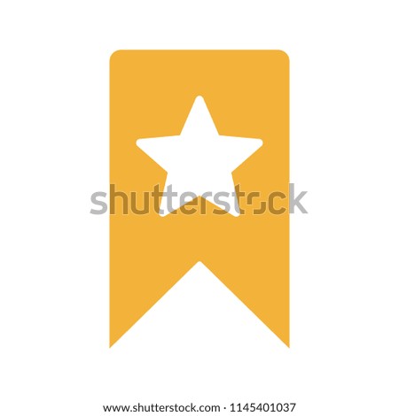 Bookmark with star glyph color icon. Add to favorite. Silhouette symbol on white background with no outline. Negative space. Vector illustration