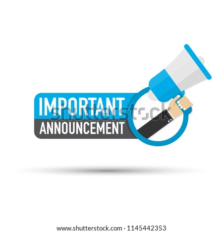 Hand holding megaphone - Important Announcement. Vector stock illustration.  Royalty-Free Stock Photo #1145442353