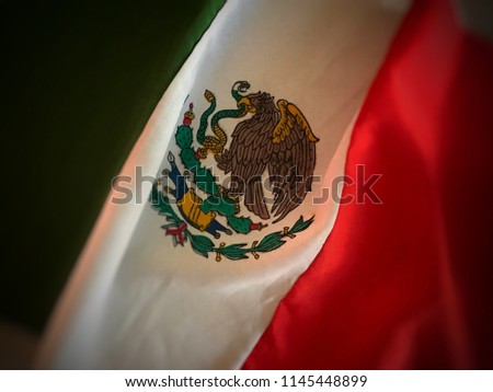 Mexican flag red, white and green color. National symbol of Mexican people