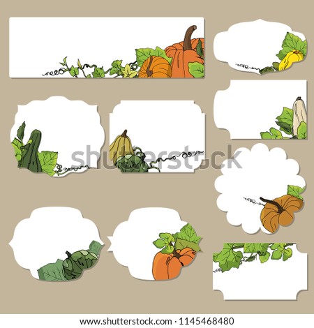 Template bright autumn stickers set different forms vector
