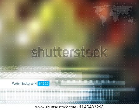 Abstract futuristic technology background with dotted lines, background for internet banner with world map. Scientific or medical green background.
