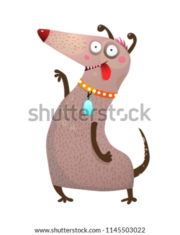 Dog Funny and Playful. Colorful fun cartoon of a little puppy. Vector illustration.