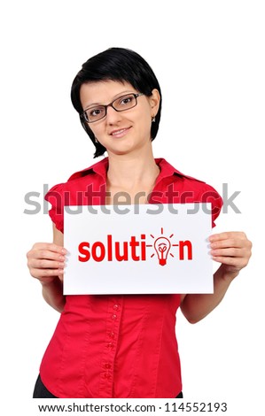 Woman holding a placard solution