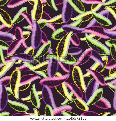 Pattern with neon colourfull leaves, for bar signs, intetior design and other various jobs
