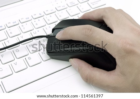 Stock Photo: Laptop and mouse
