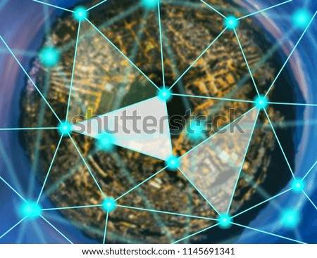 Communication and network link concept image with Hong Kong City in background