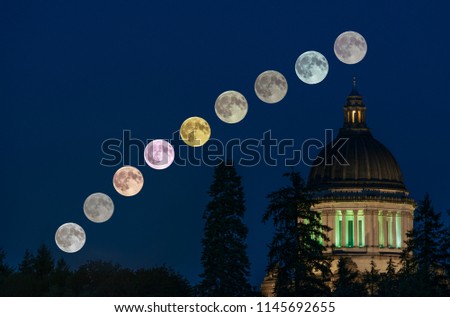 Full Moon Shining over Washington State Capitol in Olympia