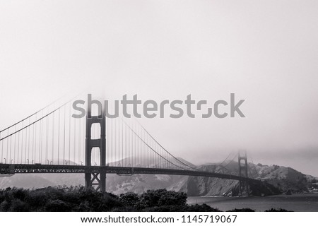Golden Gate Bridge in San Francisco - Black and White Horizontal