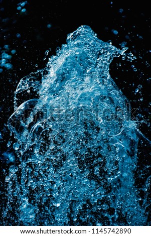 Blue water splash like fountain