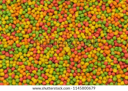 Colorful pet food on white background. Royalty-Free Stock Photo #1145800679