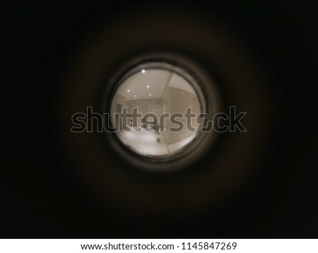 View of peephole from inside the house. Royalty-Free Stock Photo #1145847269