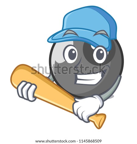 Playing baseball billiard ball character cartoon