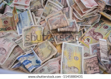Vietnamese Dong Bank notes background. Vietnamese currency background. Vietnamese financial icon