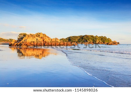 Beach,  Mount Maunganui, Bay of Plenty, New Zealand. This is a very popular beach resort in New Zealand's North Island. Royalty-Free Stock Photo #1145898026