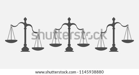 Set of scales balance isolated on white background. Vector illustration. Eps 10.