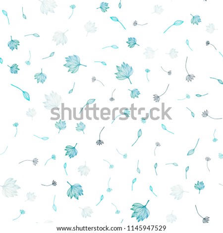 Light BLUE vector seamless sketch template. Decorative design in Indian style with leaves. A new texture for your design.