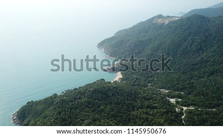 Aerial photos of tropical islands and palm trees in Phangan, Thailand