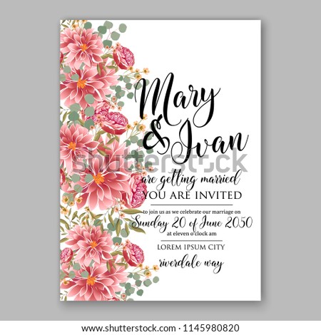 Floral wedding invitation peony