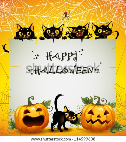 Black Cats Halloween background. Halloween background. The text is on a separate layer.