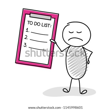 Cute stickman holding to do list. Vector.