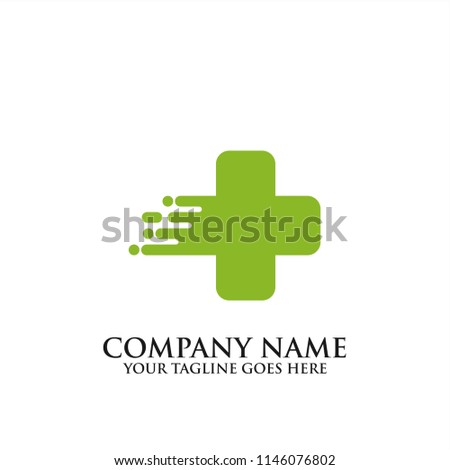 Fast Cross medical icon, Green Cross medical pharmacy, Pharmacy logo of health care clinic, cross healthcare vector