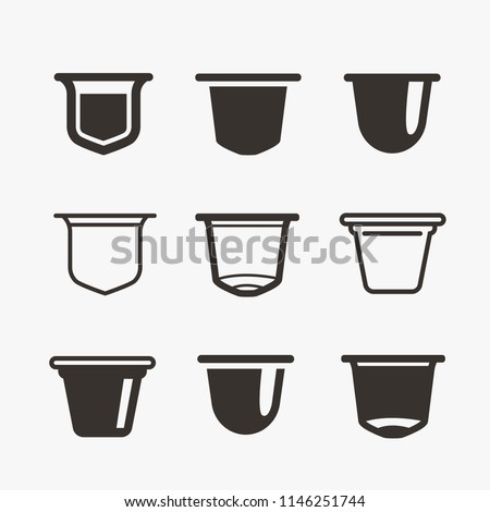 Set of the coffee capsules. Vector flat icons. Royalty-Free Stock Photo #1146251744