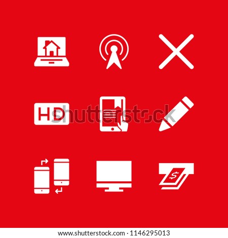 monitor icon set with x, computer and hd vector icons for web and graphic design