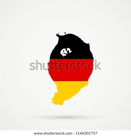 Corvo Island map in Germany flag colors, editable vector.
