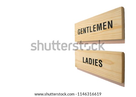 ladies and gentlemen word symbols on wall white background ,isolate