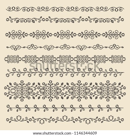 Vintage ornaments and dividers. Design elements set. Ornate floral frames and banners. Vector graphic elements for design.