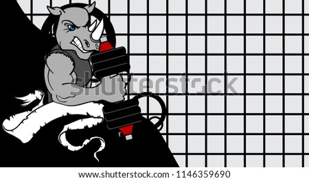 muscle rhino cartoon fitness weight training gym in vector format 