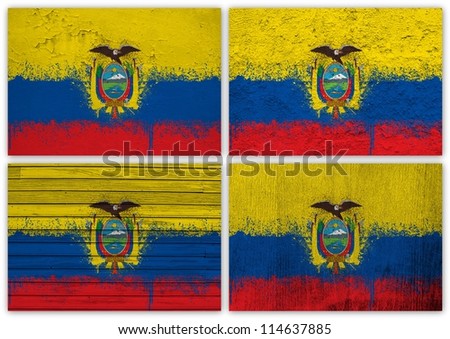 Collage of Ecuadoran flag with different texture backgrounds