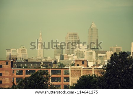 Cleveland skyline seen in the morning