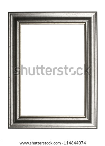 silver picture frame, isolated on white background