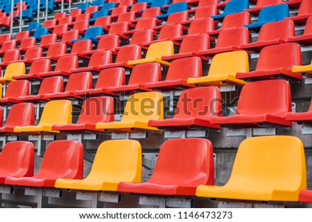 Multicoloured plastic stadium seats