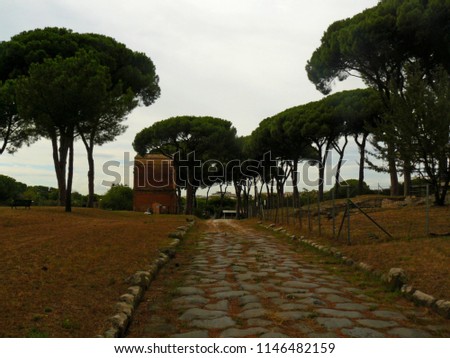 Rome : Via Appia Antica famous ancient road where Jesus last time met St. Peter 