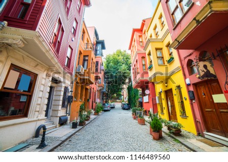 Historical colorful houses in KUZGUNCUK. Kuzguncuk is a neighborhood in the Uskudar district in Istanbul, Turkey. 
 Royalty-Free Stock Photo #1146489560