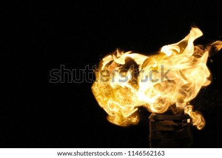 Fire flames with sparks on a black background
