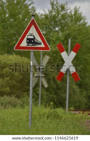  The Cross of St. Andrew ,traffic signs for a railroad crossing in Germany