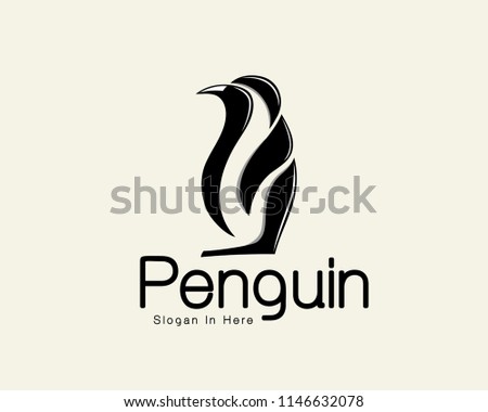 abstract stand penguin art vector logo