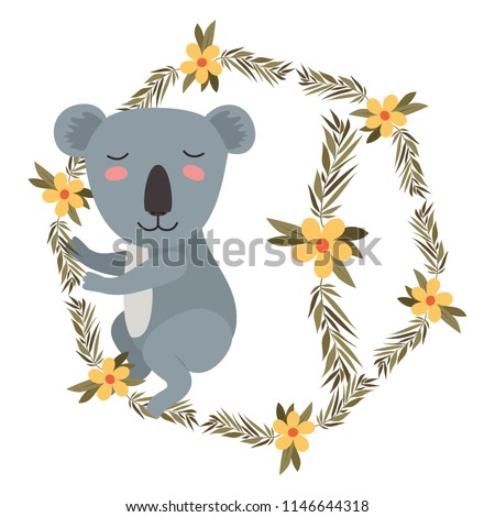 wild koala in wreath crown