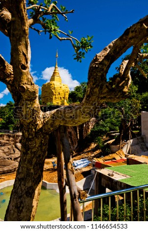 Golden Pagoda in Wat Tham pae dan ,sakon nakhon,Thailand