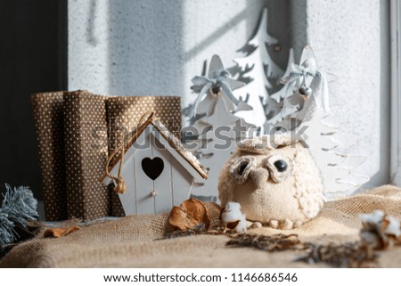 soft toy owls as decor beautiful card