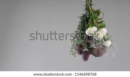 wild and beautiful flower bouquet on white background.