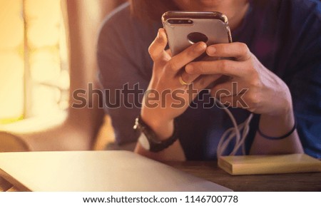 Woman using mobile smart phone, Online shopping, payment, internet banking