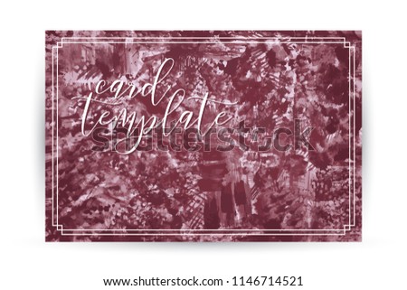 Abstract card design template. Vector brush stroke background.