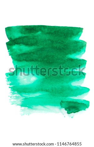 Close up of artwork, Texture green watercolor painting art. Frame of color splashing in paper. Hand drawn in cool tone on nature green background with copy space for text use for cards. Abstract art