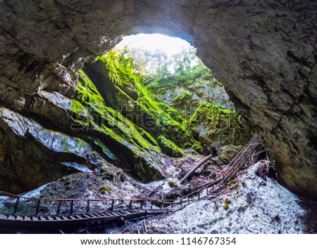 Scarisoara ice cave entrance, Apuseni mountains, Romania.  Royalty-Free Stock Photo #1146767354