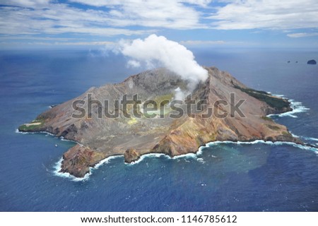 White Island in New Zealand is known for its high volcanic activity Royalty-Free Stock Photo #1146785612
